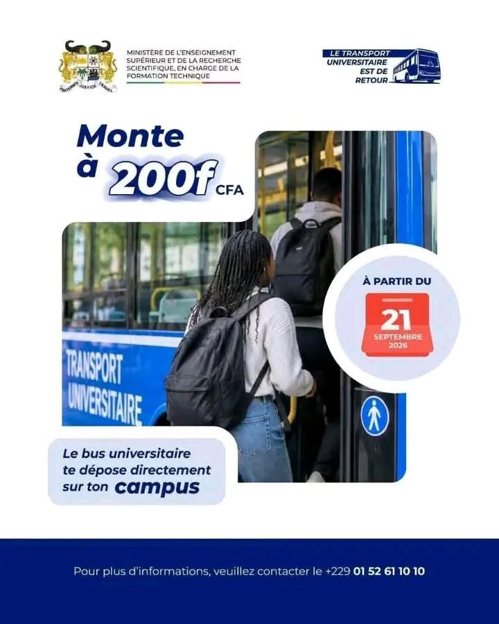 Nouveau dispositif de transport universitaire au Bénin