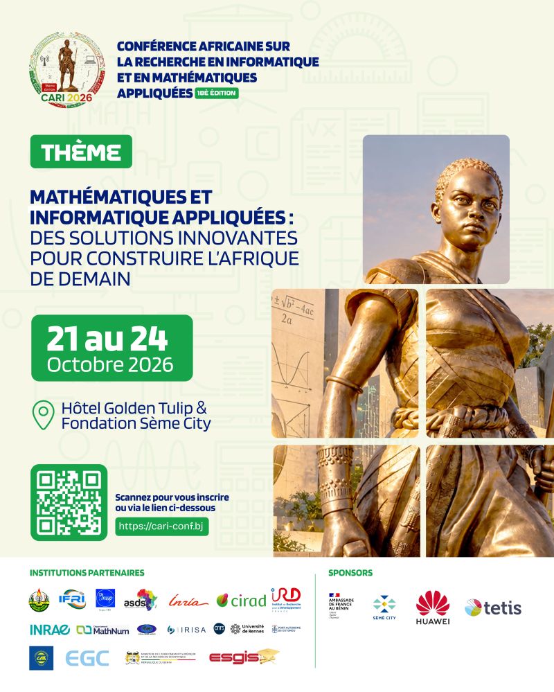 CARI 2026 : Le Bénin 🇧🇯 accueille la 18ᵉ Conférence africaine sur la recherche en informatique et en mathématiques appliquées